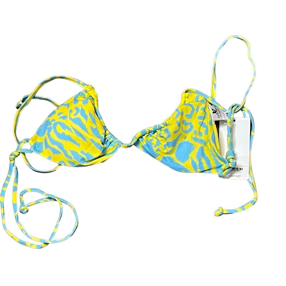 New Sauvage Bikini‎ Top Size Medium Beach Safari Knotted Triangle Womens